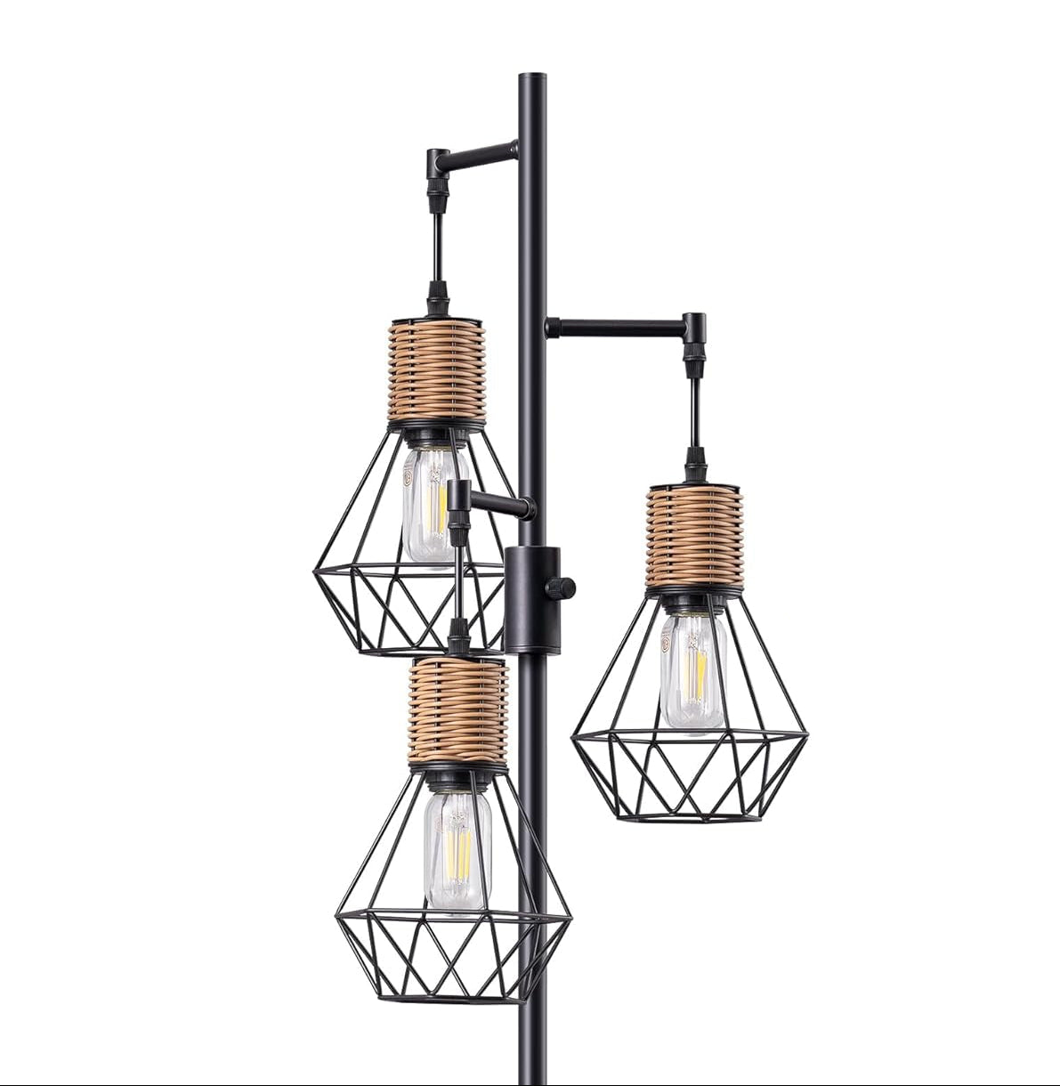 JL 0414 Dimmable Farmhouse Standing Lamp, 3 Bulb Decorative Style
