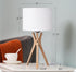JL TL406 Modern Tripod Lamp, Natural Wood Legs, White Lampshade