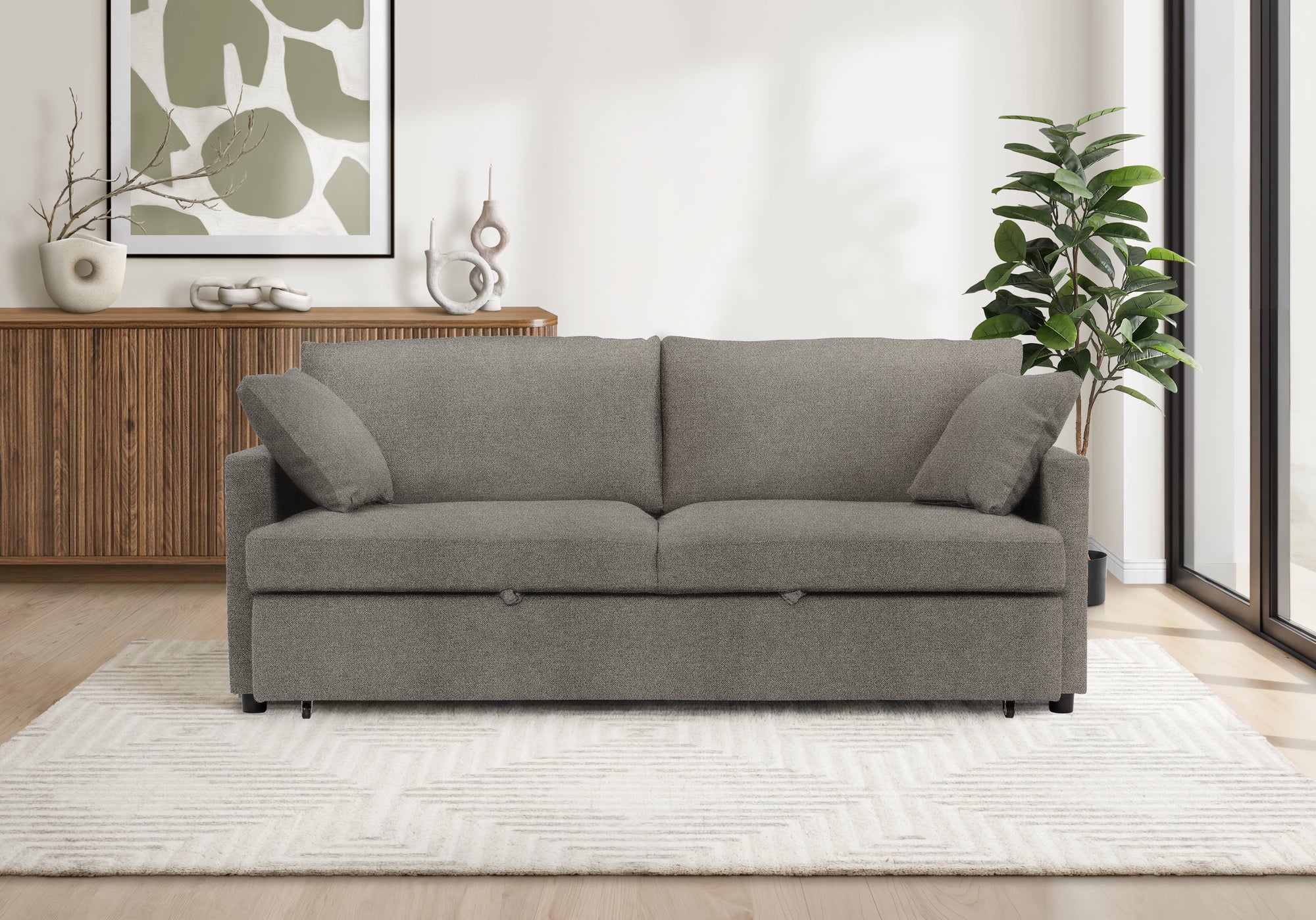 MN-118224C16    Sleeper Sofa, 78" Length, Convertible Sofa Bed, Light Brown Fabric, Contemporary, Modern