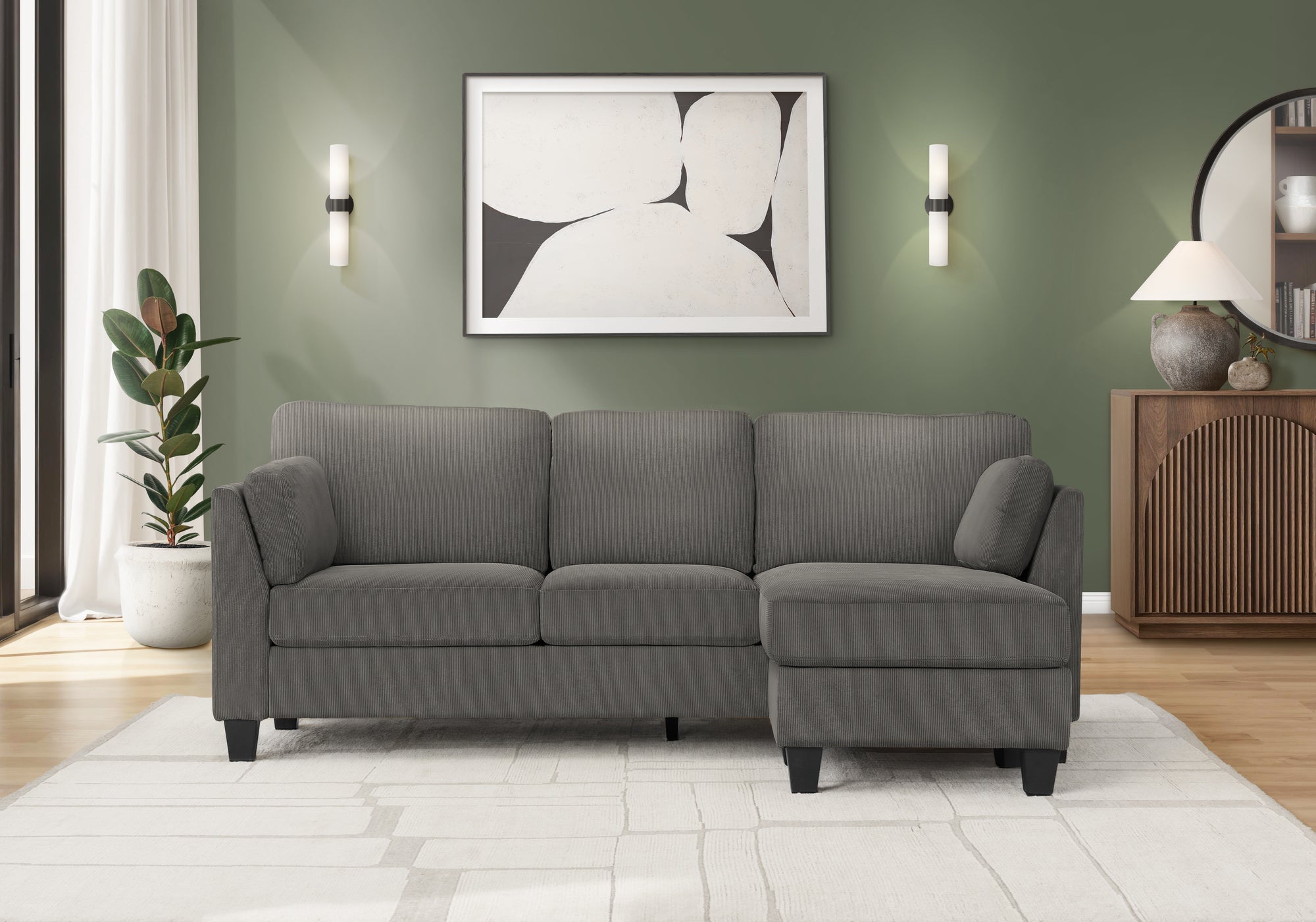 MN-148714D15    Sofa Lounger, Chaise Lounge, Upholstered, Grey Fabric