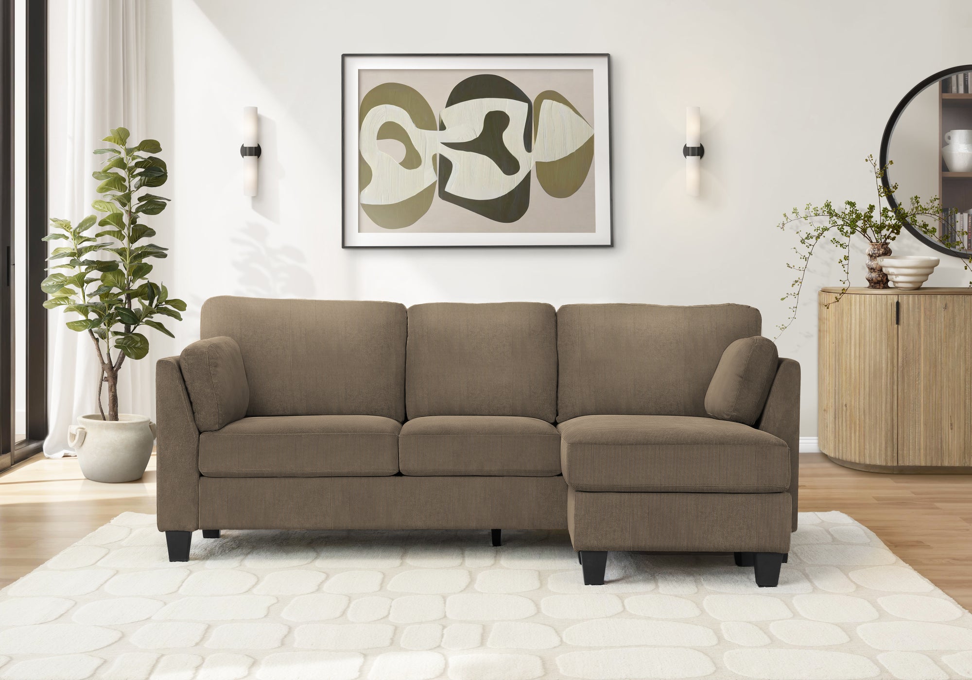 MN-158714D41    Sofa Lounger, Chaise Lounge, Upholstered, Light Brown Fabric