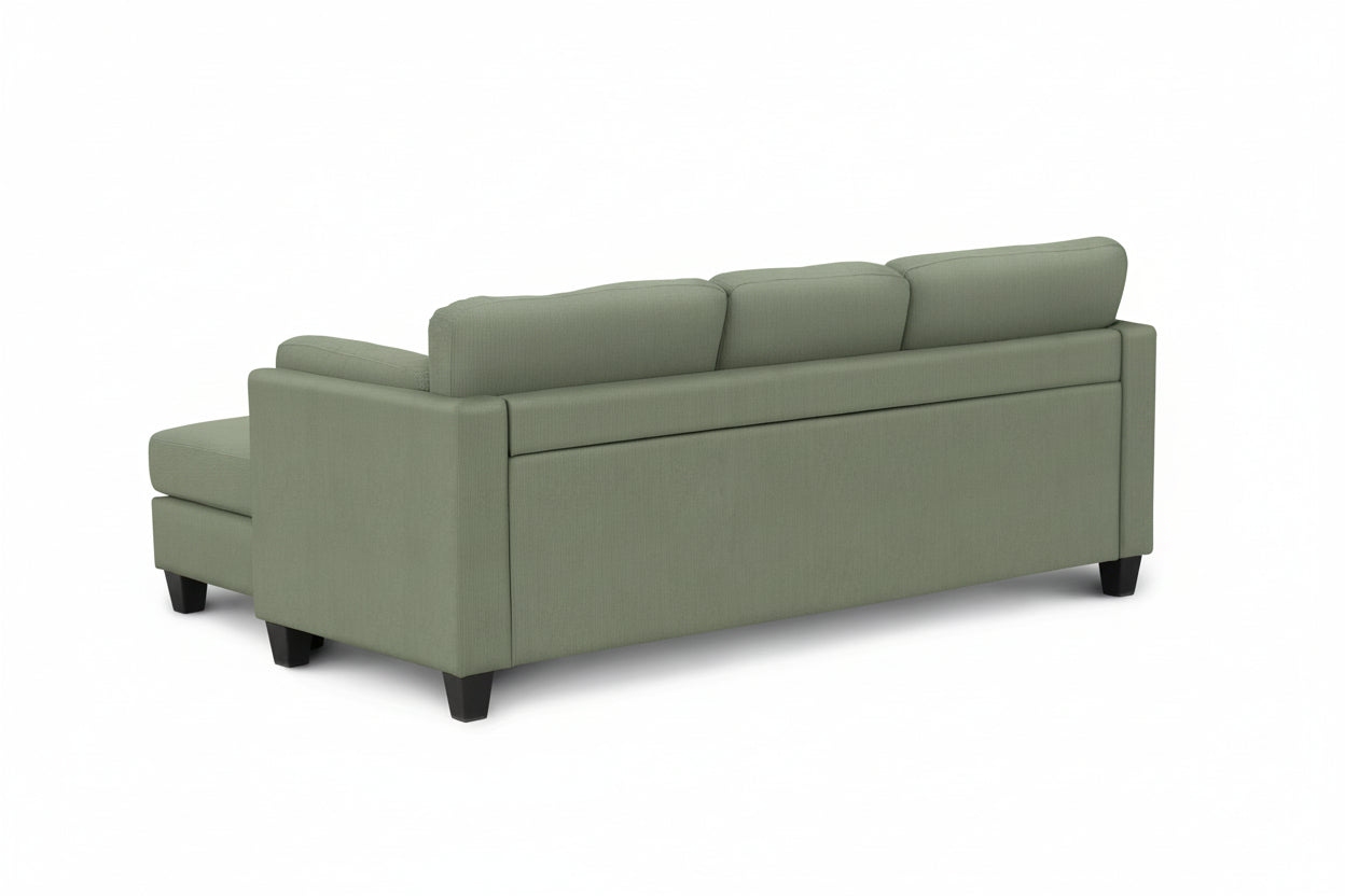 MN-IRMA 238714D77 Sectional Sofa, 87" Wide, Green, Corduroy Fabric, Vertical Tufting, Reversible