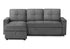 "JORDAN" Sectional Sofa, 88" Wide, Grey Fabric, Pullout Bed, Lift-Top Storage, Reversible Chaise