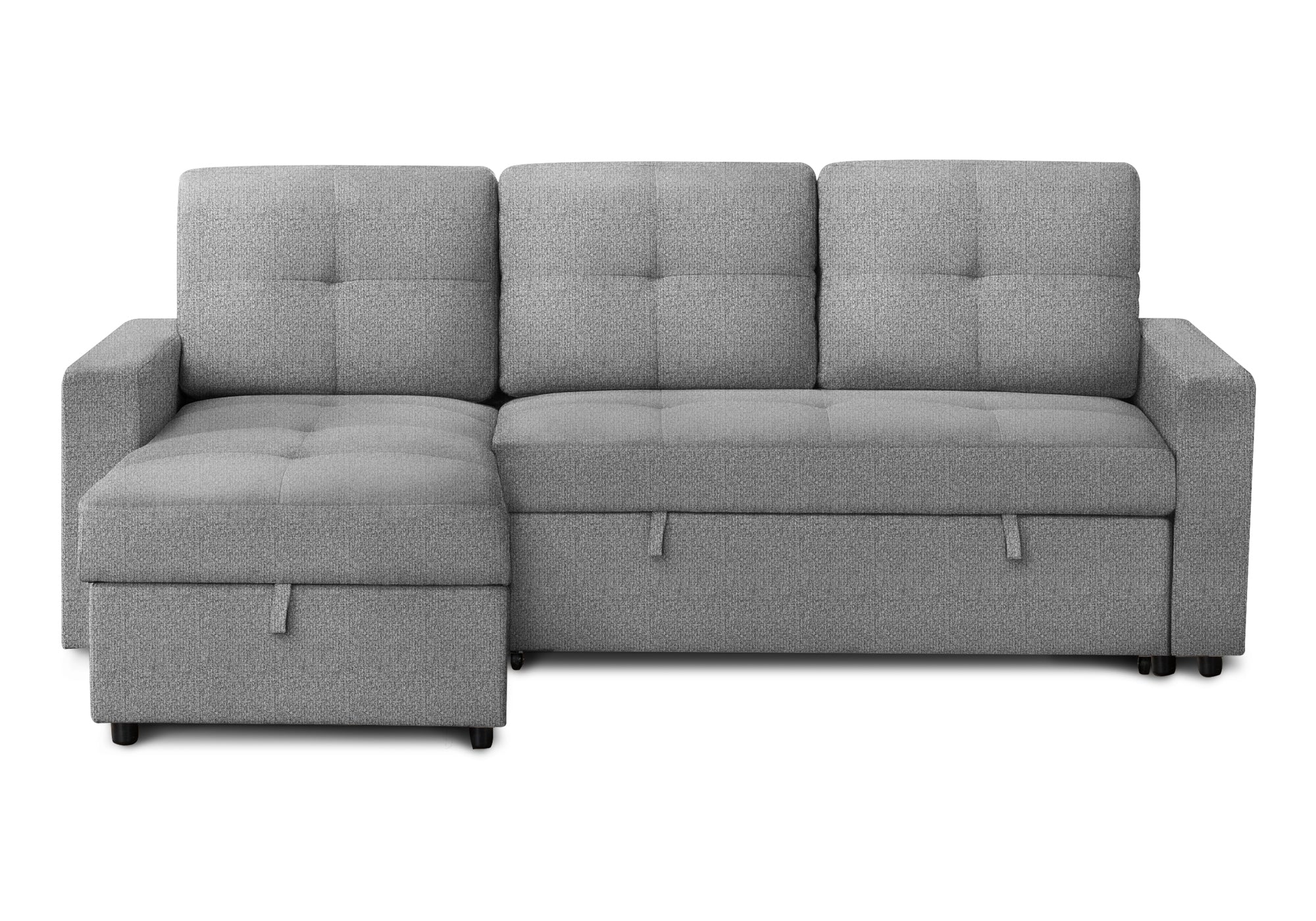 MN-T118A14L08    Sleeper Sofa, 90" Length, Convertible Sofa Bed, Storage Chaise, Light Grey Fabric, Transitional