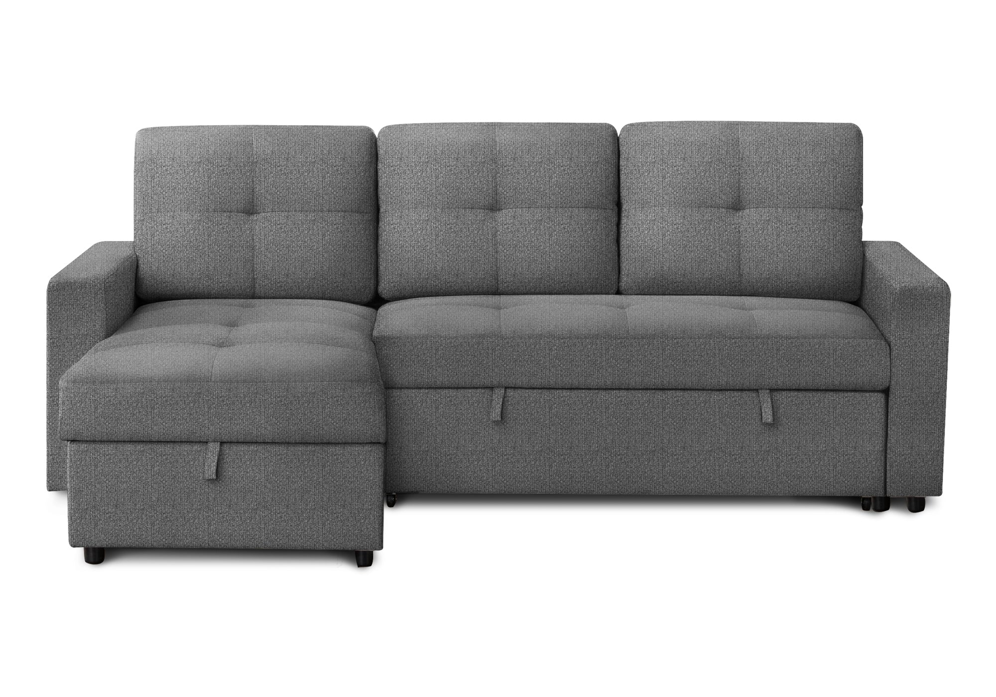 MN-T118A14L13    Sleeper Sofa, 90" Length, Convertible Sofa Bed, Storage Chaise, Dark Grey Fabric, Transitional
