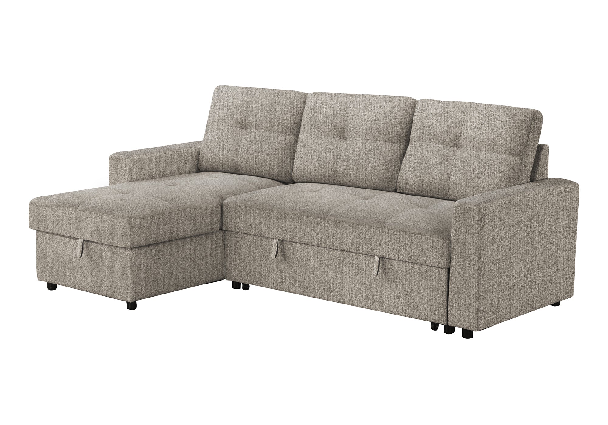 MN-T118A14L31    Sleeper Sofa, 90" Length, Convertible Sofa Bed, Storage Chaise, Light Brown Fabric, Transitional