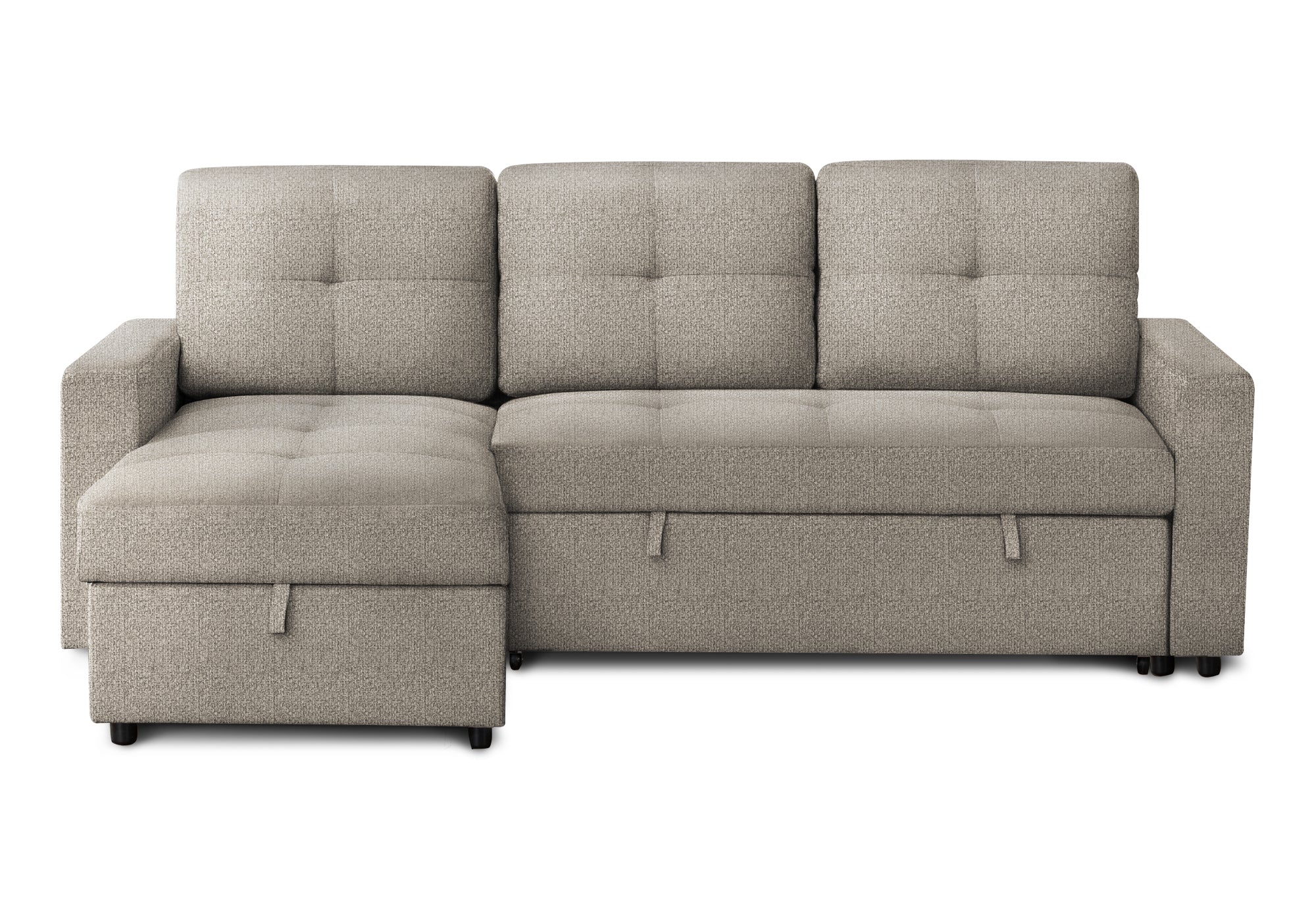 MN-T118A14L31    Sleeper Sofa, 90" Length, Convertible Sofa Bed, Storage Chaise, Light Brown Fabric, Transitional