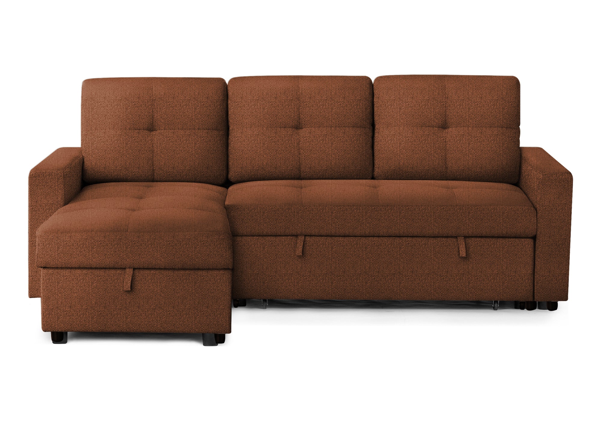 MN-T118A14L44    Sleeper Sofa, 90" Length, Convertible Sofa Bed, Storage Chaise, Rust Fabric, Contemporary, Modern