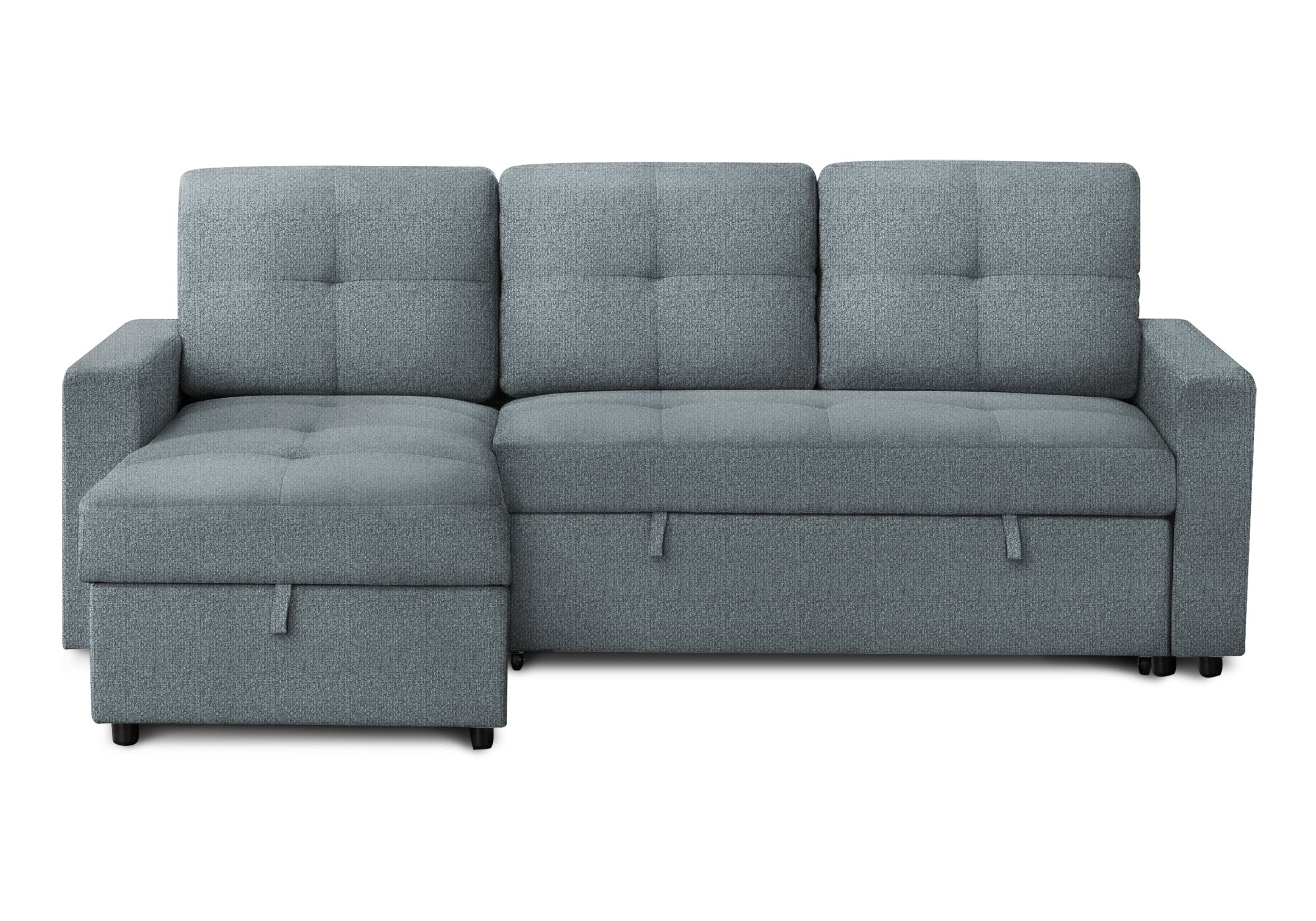 MN-T11A8A14L83    Sleeper Sofa, 90" Length, Convertible Sofa Bed, Storage Chaise, Light Blue Fabric, Transitional