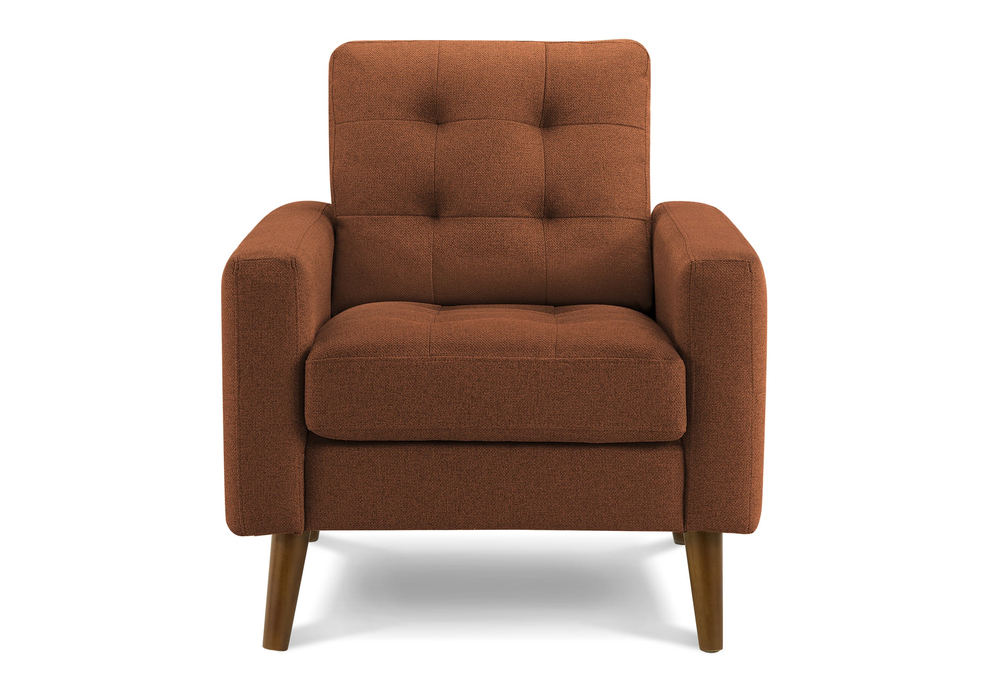 MN-268J11L44    Chair, 31" Wide, Accent Chair, Upholstered, Rust Fabric, Walnut Wood Legs, Mid Century