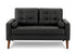 MN-288J12A95    Love Seat, 58" L, Upholstered, Living Room, Black Leather Look, Walnut Wood Legs, Mid Century, Modern
