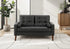 MN-288J12A95    Love Seat, 58" L, Upholstered, Living Room, Black Leather Look, Walnut Wood Legs, Mid Century, Modern