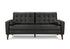 MN-328J13A95    Sofa, 75"l, Upholstered, Decorative Pillows Included, Solid Wood Legs, Black Leather-look, Mid Century, Modern