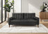 MN-328J13A95    Sofa, 75"l, Upholstered, Decorative Pillows Included, Solid Wood Legs, Black Leather-look, Mid Century, Modern