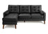 MN-368J14A95    Sofa Lounger, 85" Wide, Upholstered, Chaise Lounge, Black Leather Look, Walnut Solid Wood Legs, Mid Century, Modern