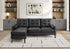 MN-368J14A95    Sofa Lounger, 85" Wide, Upholstered, Chaise Lounge, Black Leather Look, Walnut Solid Wood Legs, Mid Century, Modern