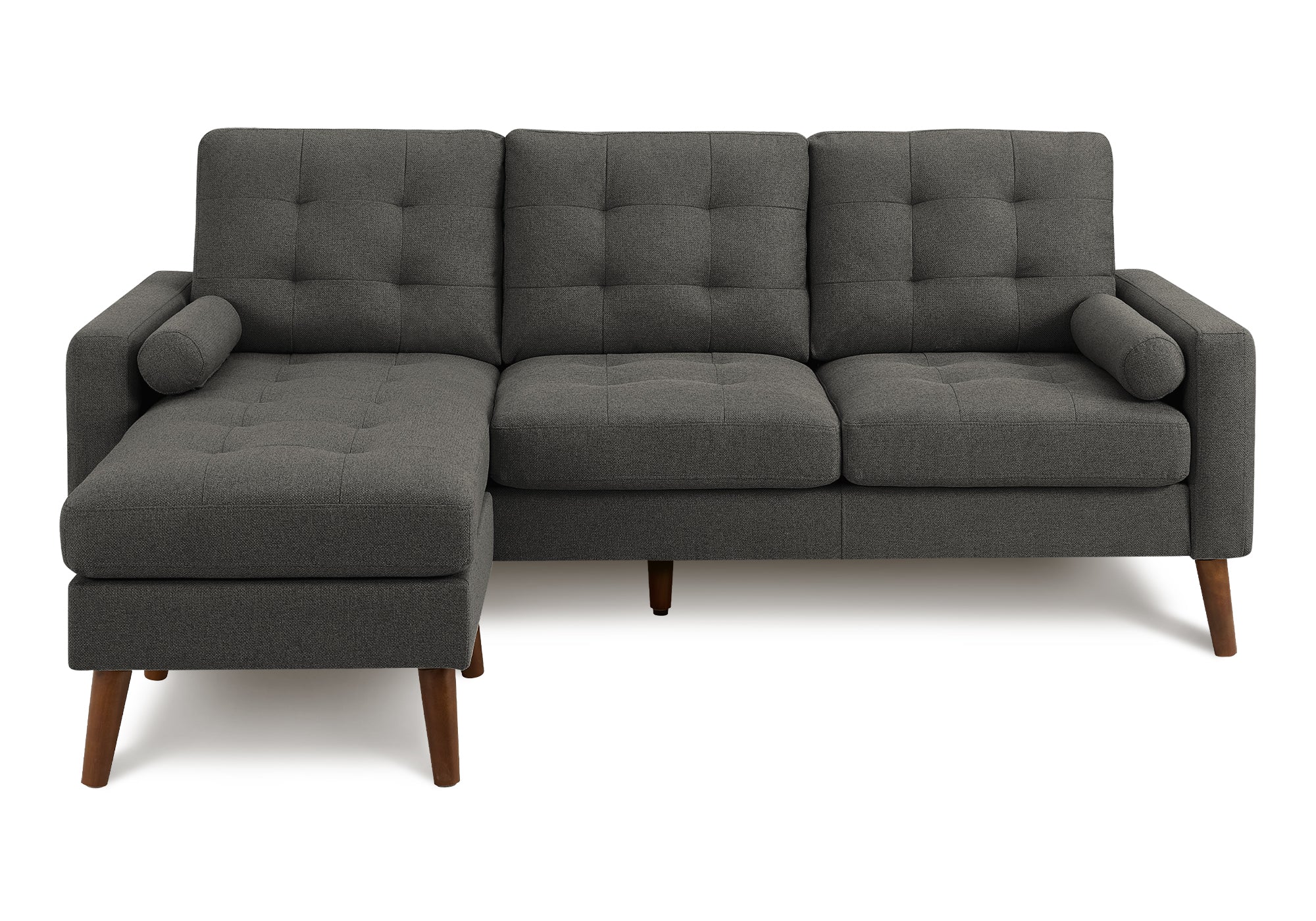 MN-378J14L17    Sofa Lounger, 85" Wide, Upholstered, Chaise Lounge, Walnut Solid Wood Legs, Mid Century, Modern