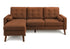 MN-388J14L44    Sofa Lounger, 85" Wide, Upholstered, Chaise Lounge, Rust Fabric, Walnut Solid Wood Legs, Mid Century