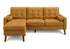 MN-398J14L68    Sofa Lounger, 85" Wide, Upholstered, Chaise Lounge, Orange Fabric, Walnut Solid Wood Legs, Mid Century