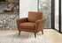 MN-408J21710    Chair, 34" Wide, Upholstered, Accent Chair, Cognac Leather Look, Walnut Wood Legs, Mid Century