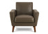 MN-418J21A08    Chair, 34" Wide, Upholstered, Accent Chair, Brown Leather Look, Walnut Wood Legs, Mid Century, Modern