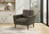 MN-418J21A08    Chair, 34" Wide, Upholstered, Accent Chair, Brown Leather Look, Walnut Wood Legs, Mid Century, Modern