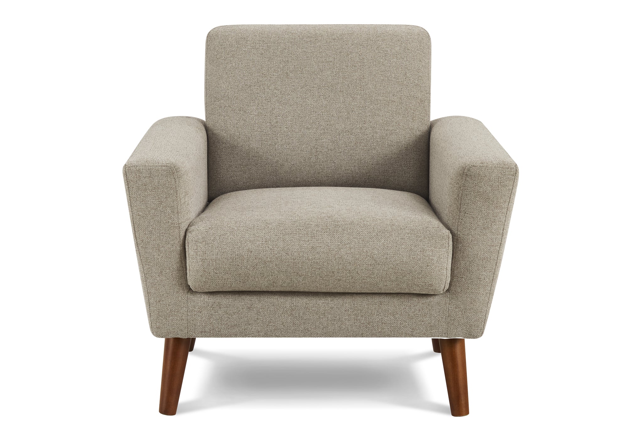 MN-428J21L31    Chair, 34" Wide, Upholstered, Accent Chair, Light Brown Fabric, Walnut Wood Legs, Mid Century, Modern