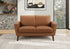 MN-438J22710    Love Seat, 58" L, Upholstered, Living Room, Brown Leather Look, Walnut Wood Legs, Mid Century