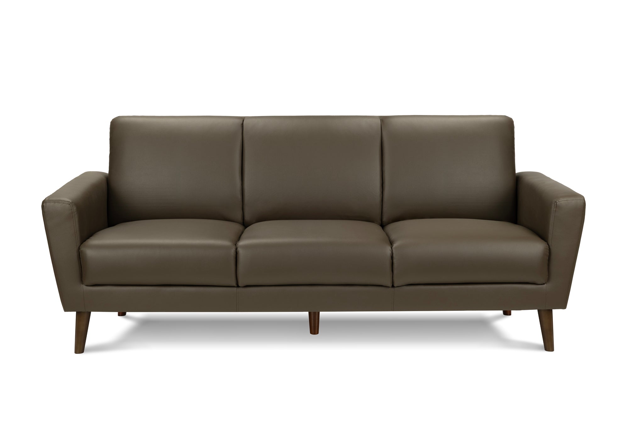 MN-478J23A08    Sofa, 77"l, Upholstered, Solid Wood Legs, Brown Leather-look, Contemporary, Modern