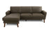 MN-508J24A08    Sofa Lounger, 86" Wide, Upholstered, Chaise Lounge, Dark Brown Leather Look, Walnut Solid Wood Legs, Mid Century, Modern