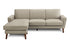 MN-518J24L31    Sofa Lounger, 86" Wide, Upholstered, Chaise Lounge, Light Brown Fabric, Walnut Solid Wood Legs, Mid Century, Modern