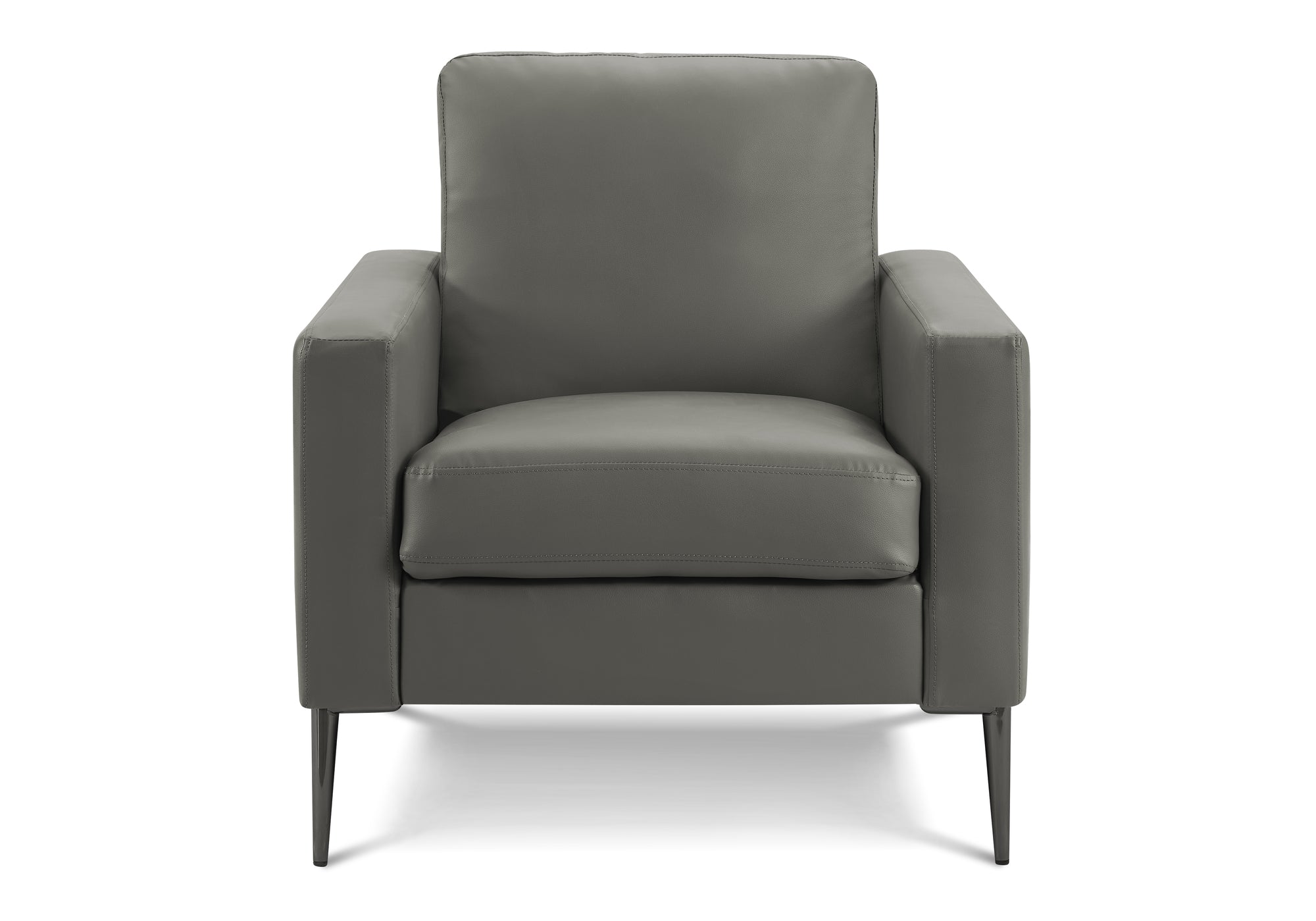 MN-W528J31A02    Chair, 32" Wide, Upholstered, Accent Chair, Dark Grey Leather Look, Black Metal Legs, Contemporary, Modern