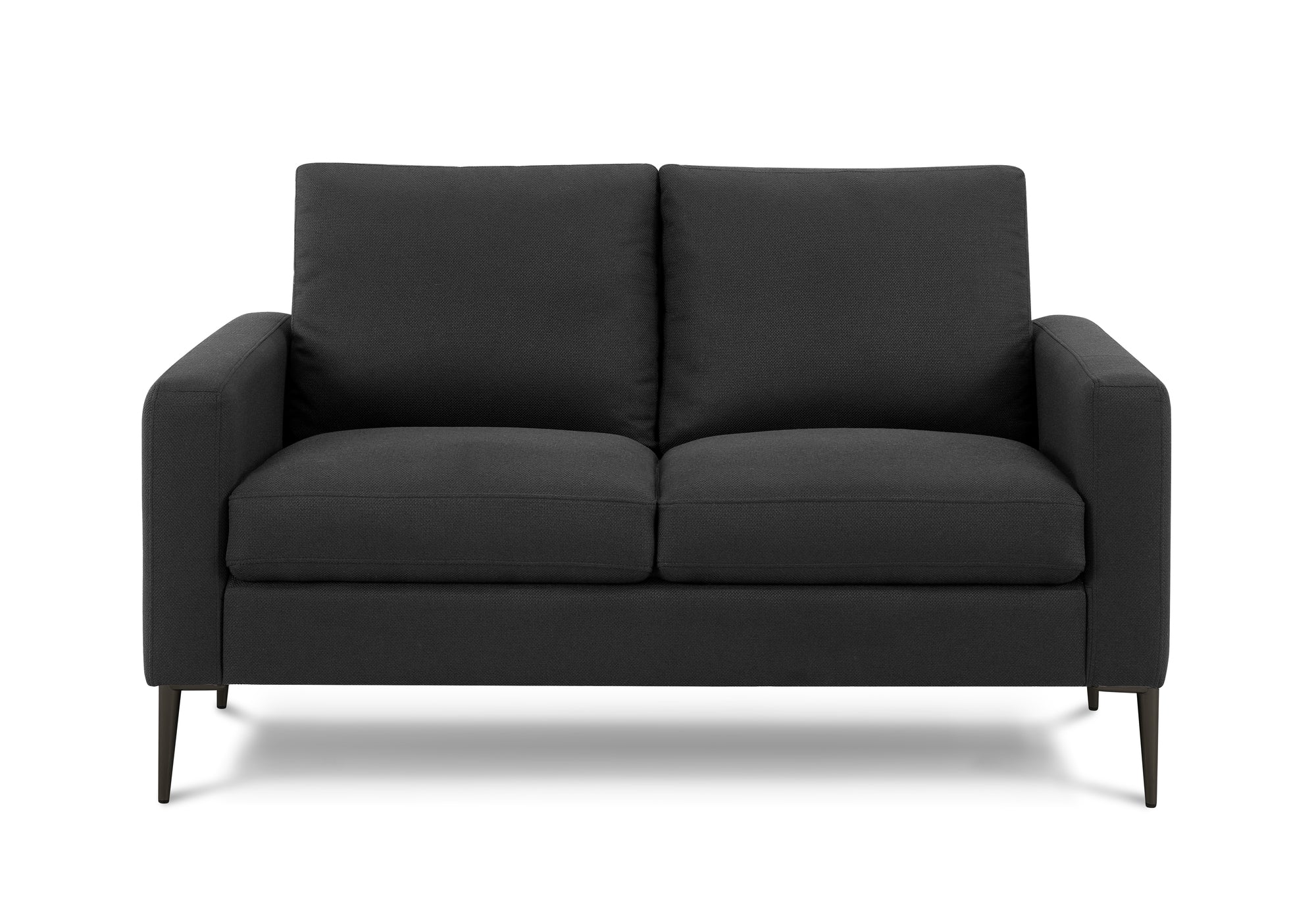 MN-558J32L19    Love Seat, 58" L, Upholstered, Living Room, Black Fabric, Black Metal Legs, Contemporary, Modern