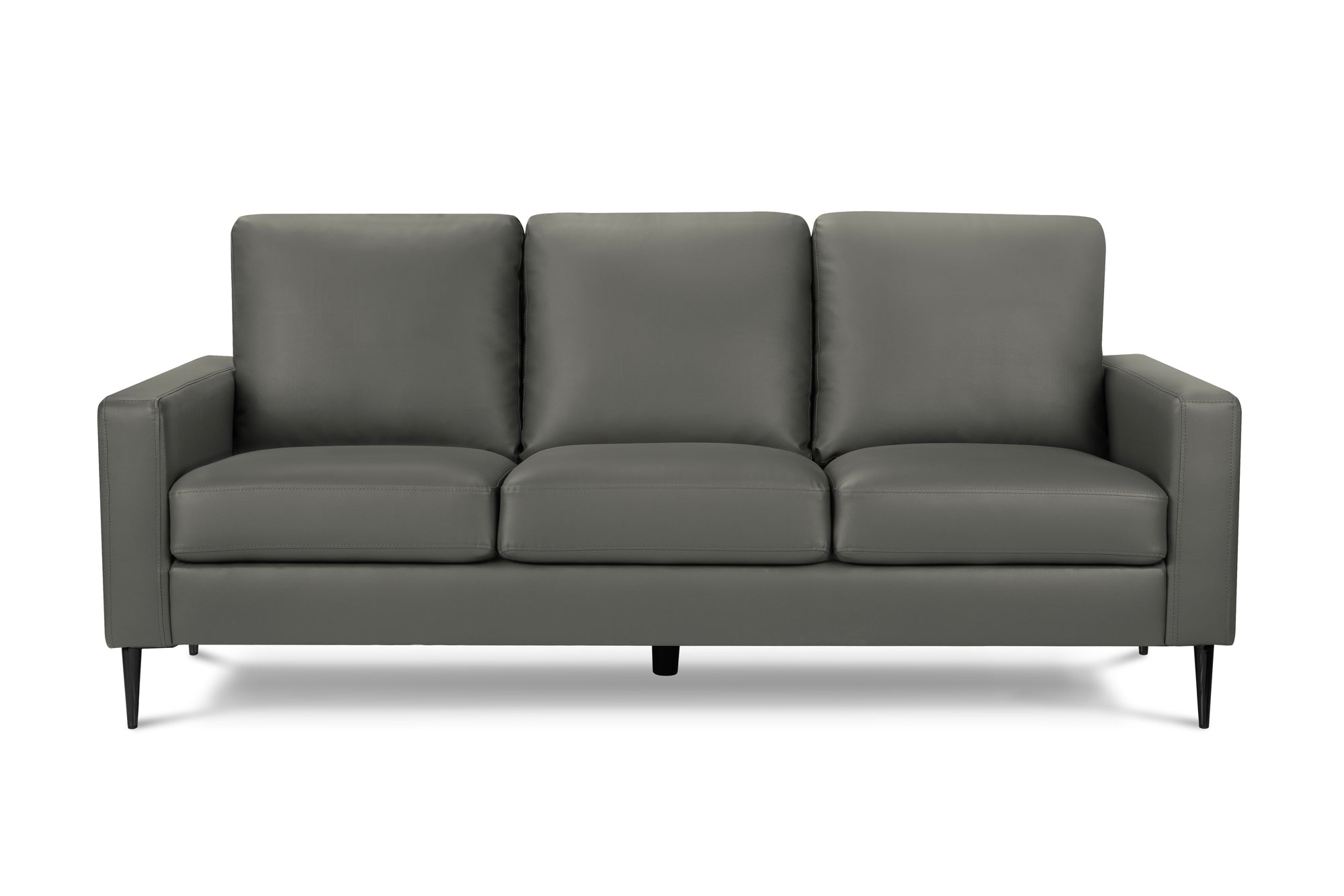 MN-568J33A02    Sofa, 75"l, Upholstered, Metal Legs, Grey Leather-look, Contemporary, Modern