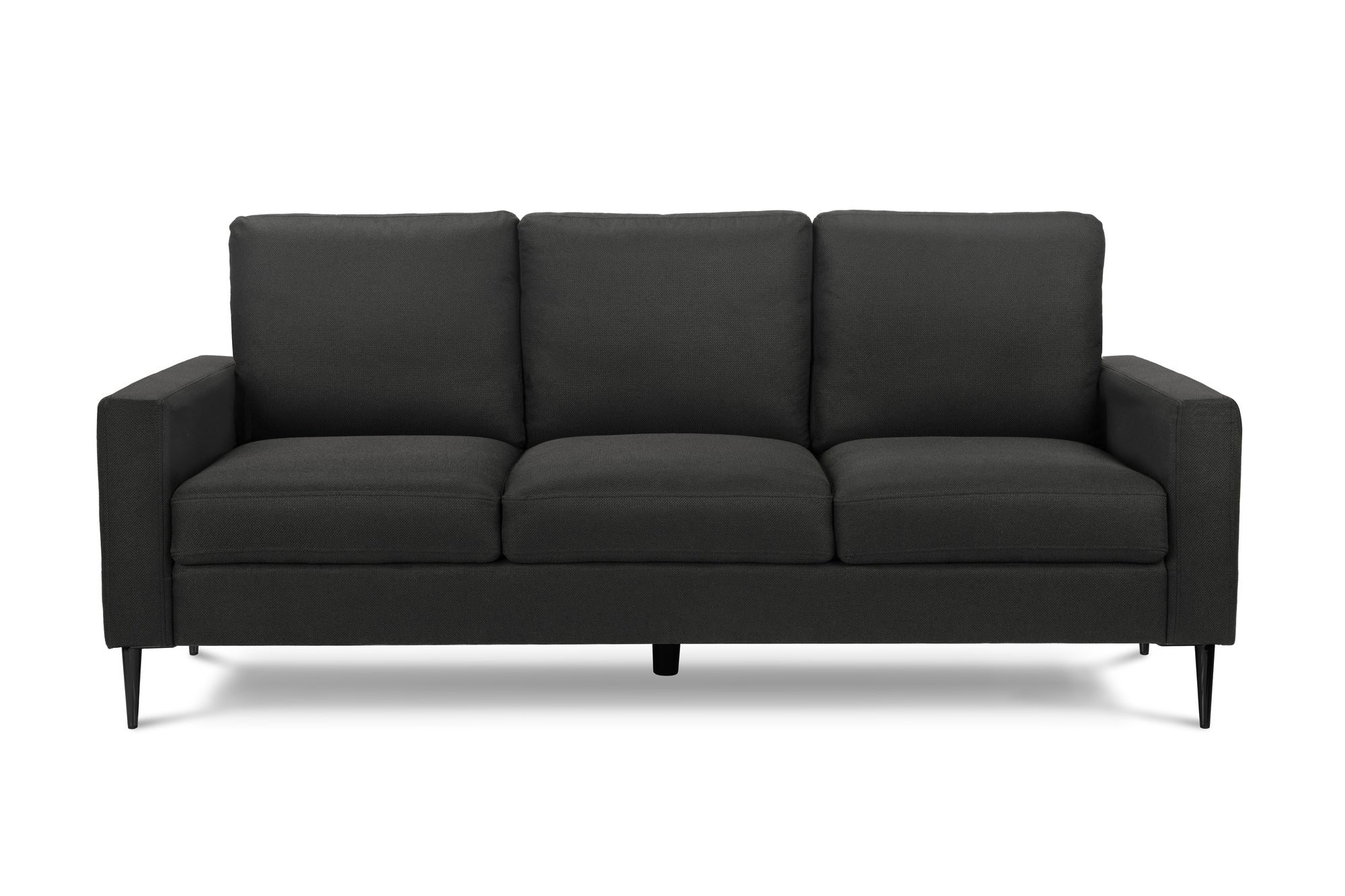 MN-578J33L19    Sofa, 75"l, Upholstered, Metal Legs, Black Fabric, Contemporary, Modern