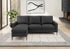 MN-S598J34L19    Sofa Lounger, 85" Wide, Upholstered, Chaise Lounge, Black Fabric, Black Metal Legs, Modern, Contemporary