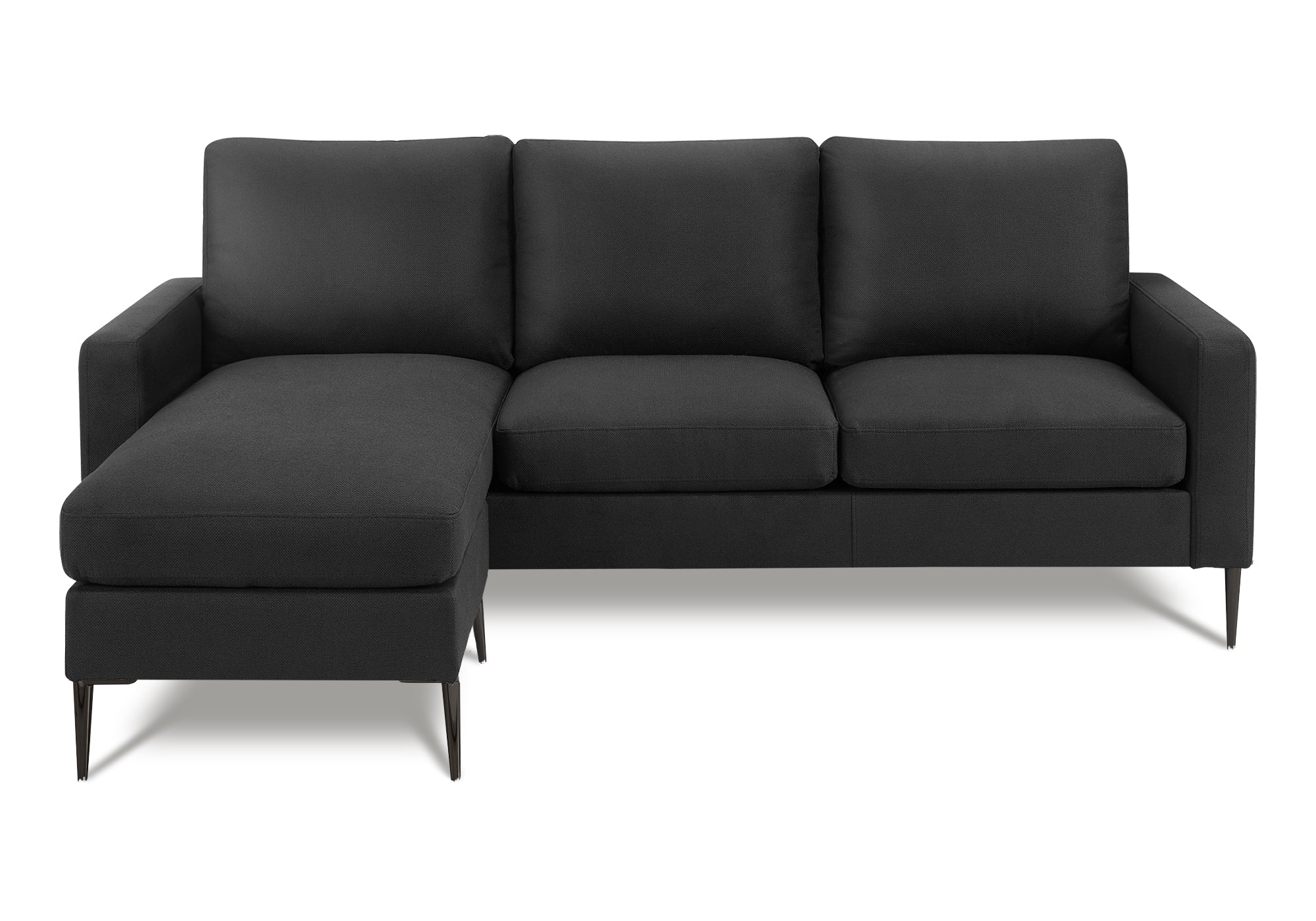 MN-S598J34L19    Sofa Lounger, 85" Wide, Upholstered, Chaise Lounge, Black Fabric, Black Metal Legs, Modern, Contemporary