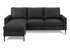 MN-S598J34L19    Sofa Lounger, 85" Wide, Upholstered, Chaise Lounge, Black Fabric, Black Metal Legs, Modern, Contemporary