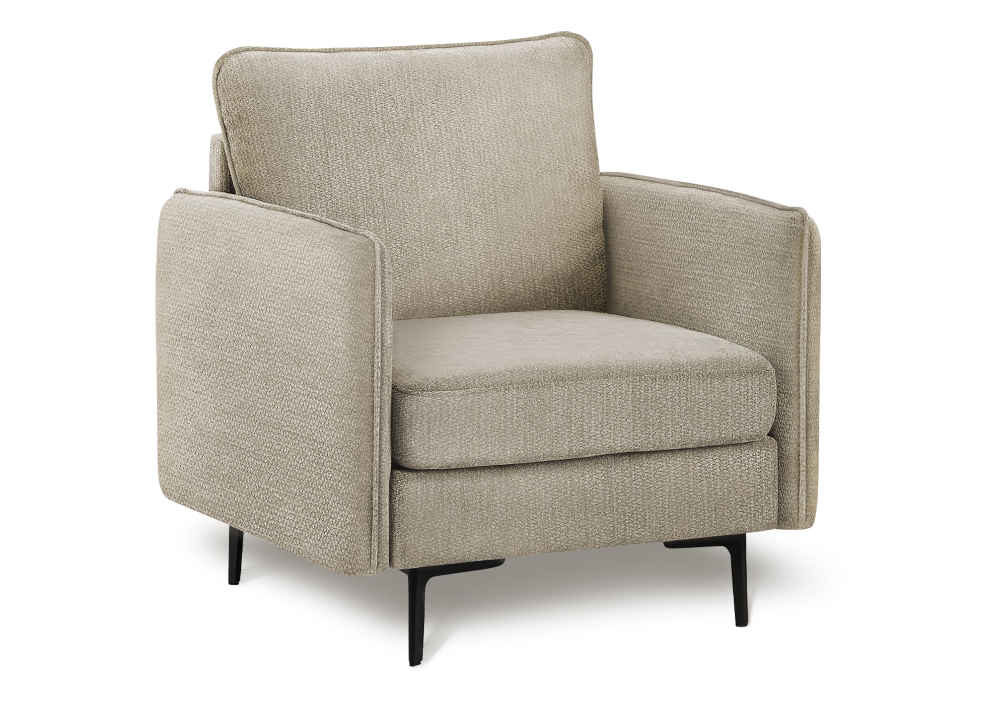 MN-K618K11C04    Chair, 32" Wide, Upholstered, Accent Chair, Beige Fabric, Black Metal Legs