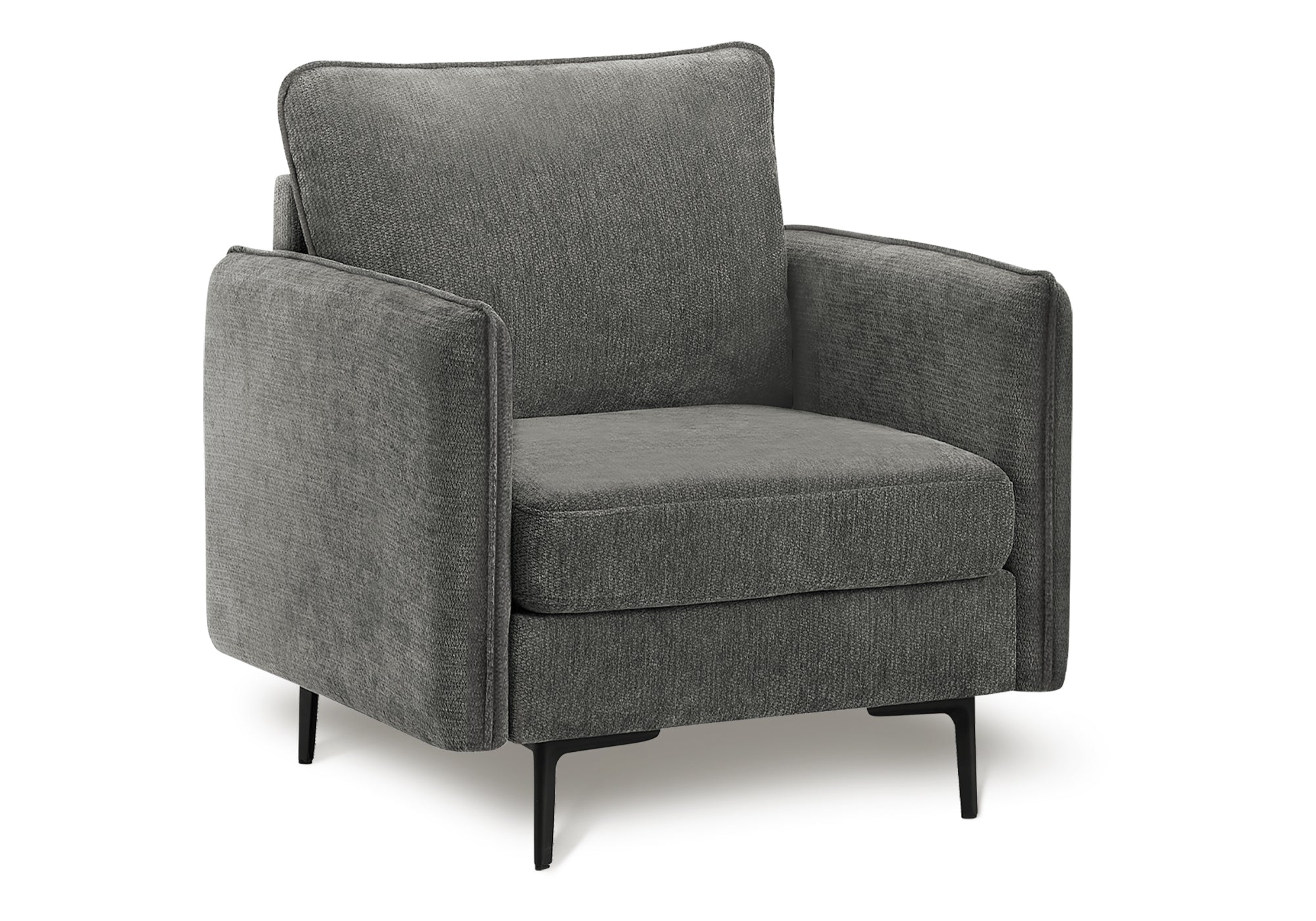 MN-K618K11C18    Chair, 32" Wide, Upholstered, Accent Chair, Dark Grey Fabric, Black Metal Legs