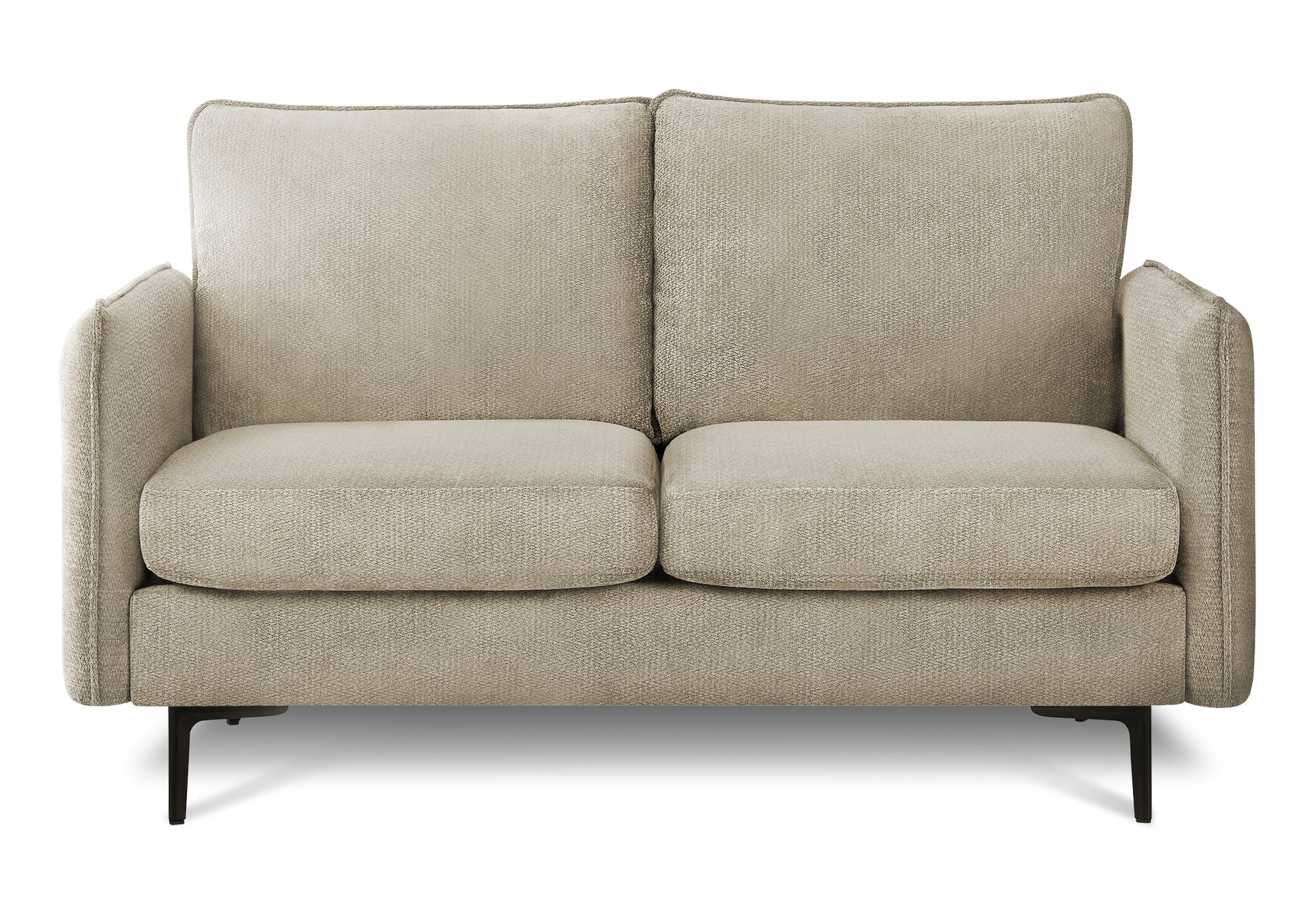 MN-E638K12C04    Love Seat, 58" L, Upholstered, Living Room, Beige Fabric, Black Metal Legs