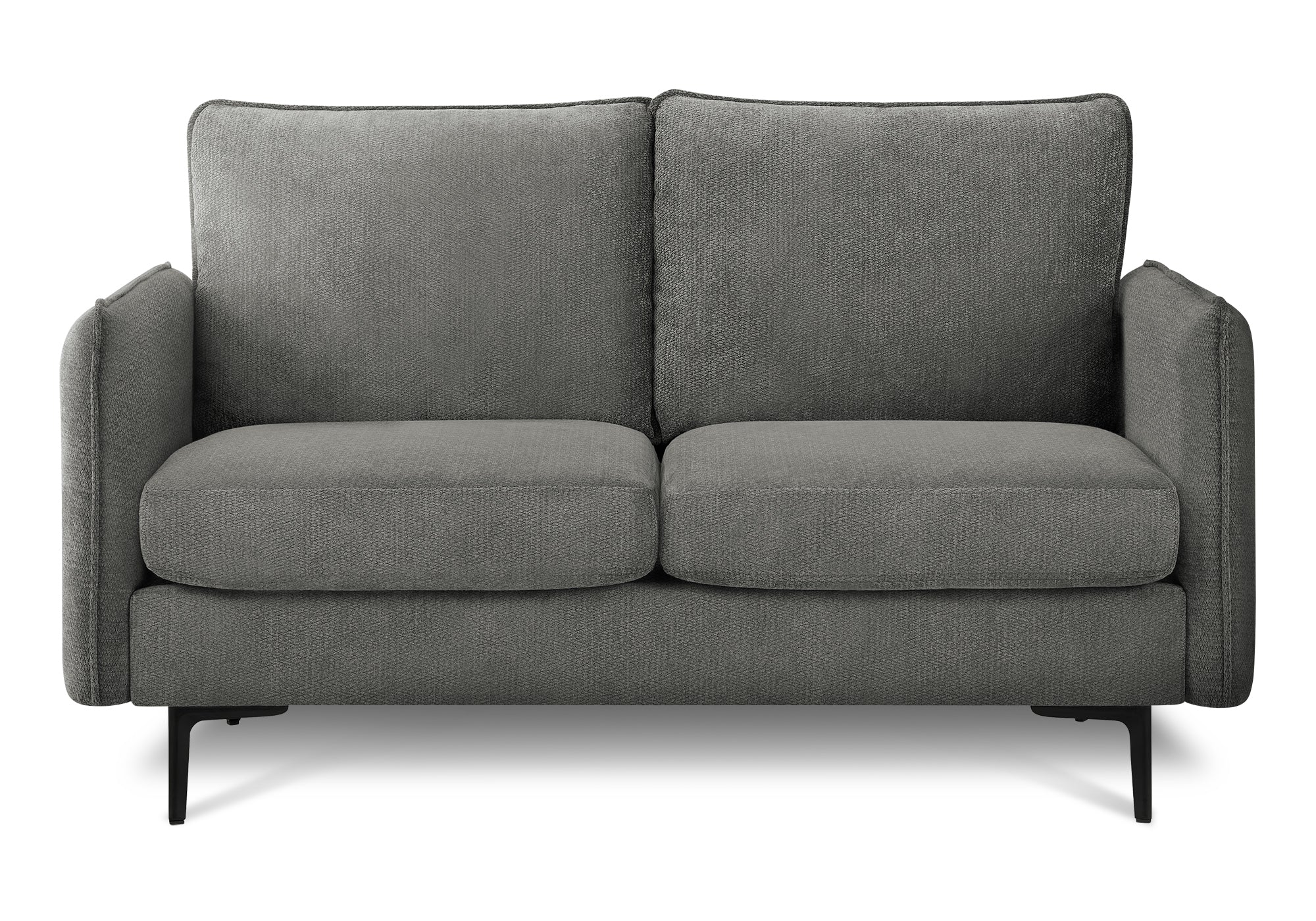 MN-E638K12C18    Love Seat, 58" L, Upholstered, Living Room, Dark Grey Fabric, Black Metal Legs