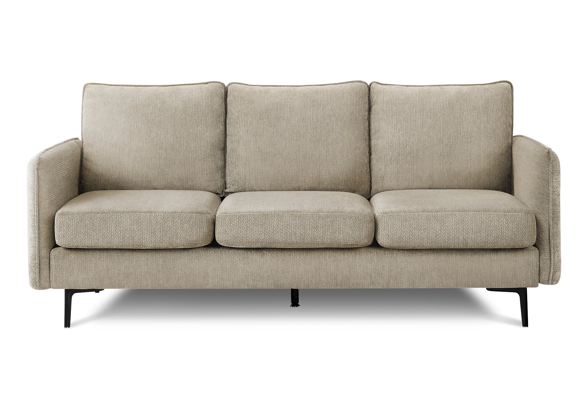 MN-T658K13C04    Sofa, 76"l, Upholstered, Metal Legs, Beige Fabric, Black Metal Legs, Contemporary, Modern