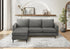 MN-678K14C18    Sofa Lounger, 85" Wide, Upholstered, Chaise Lounge, Grey Fabric, Black Metal Legs