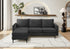 MN-688K14C20    Sofa Lounger, 85" Wide, Upholstered, Chaise Lounge, Black Fabric, Black Metal Legs