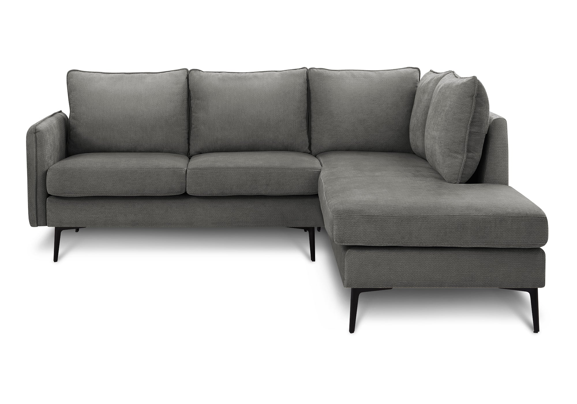 MN-V698K15C18    Sofa Sectional, 86" Wide, Upholstered, Grey Fabric, Black Metal Legs