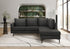MN-718K15C20    Sofa Sectional, 86" Wide, Upholstered, Black Fabric, Black Metal Legs