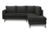 MN-718K15C20    Sofa Sectional, 86" Wide, Upholstered, Black Fabric, Black Metal Legs