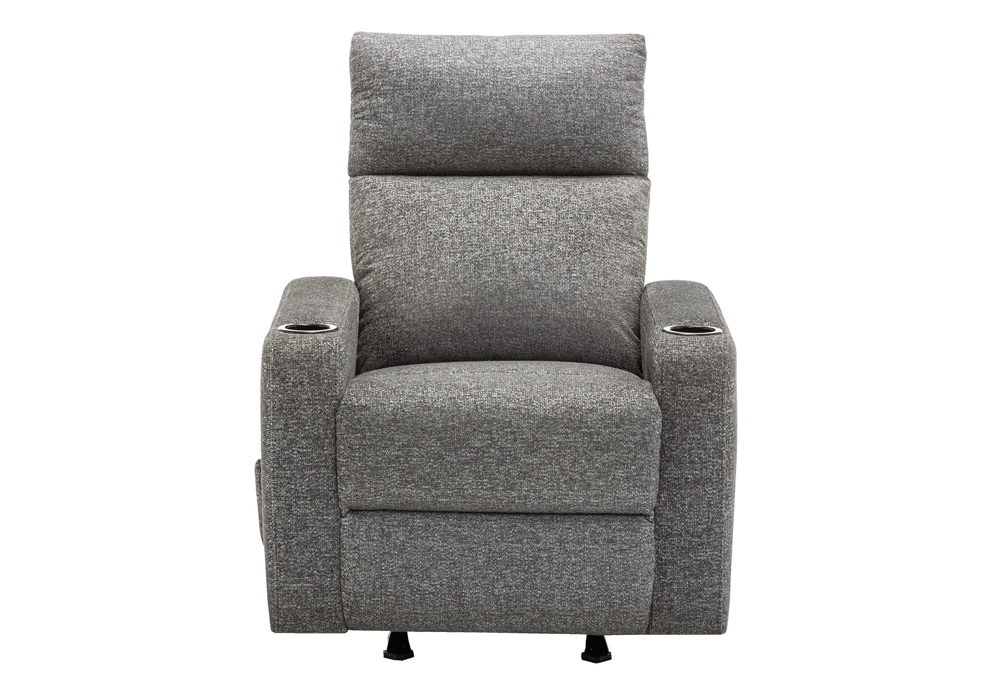 MN-728M11019    Reclining Chair, Small, Upholstered, Manual Rocker, Dark Grey Fabric, Contemporary