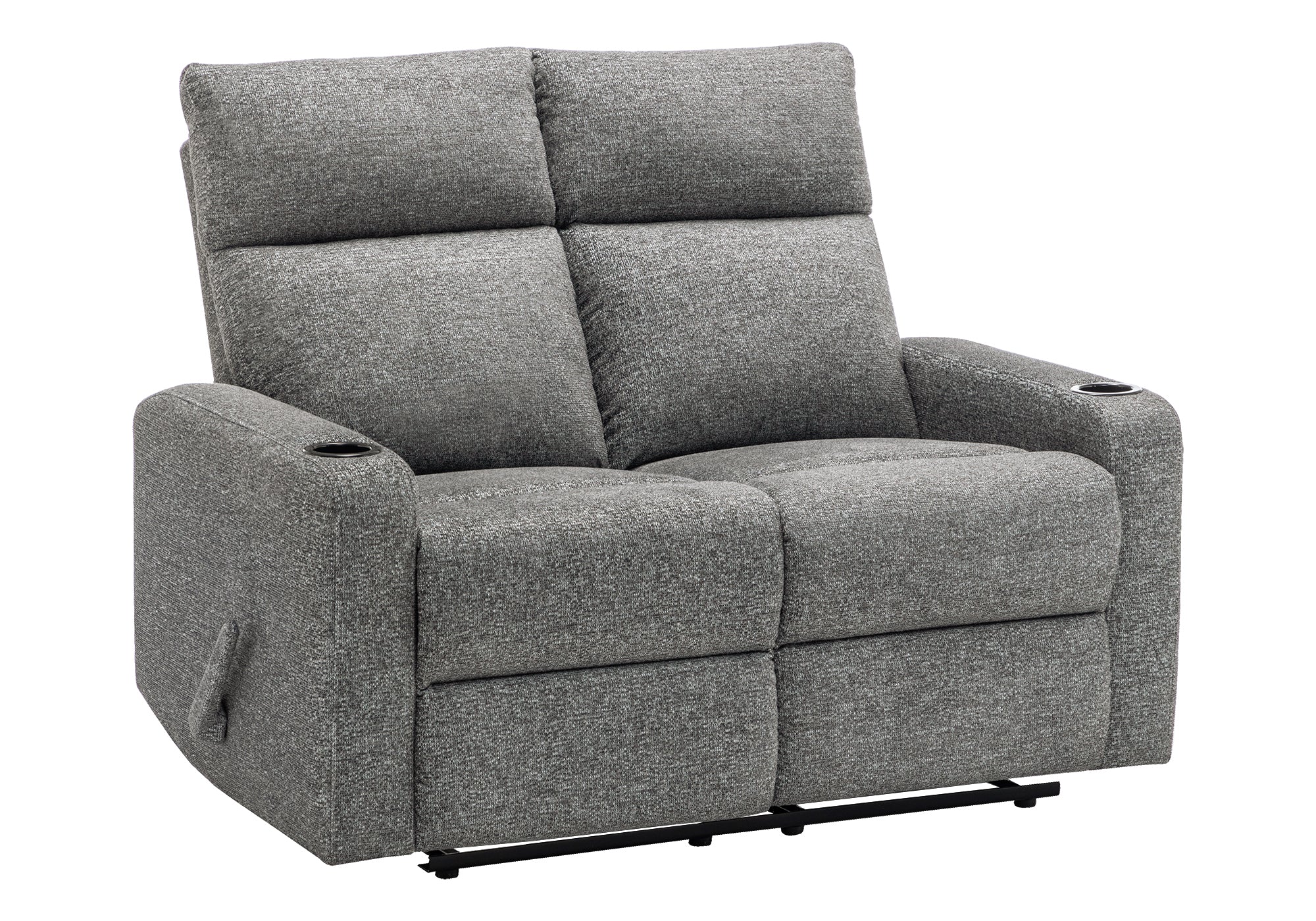MN-758M12019    Reclining Love Seat, 50" Wide, 2 Seater, Upholstered, Small, Dark Grey Fabric, Contemporary